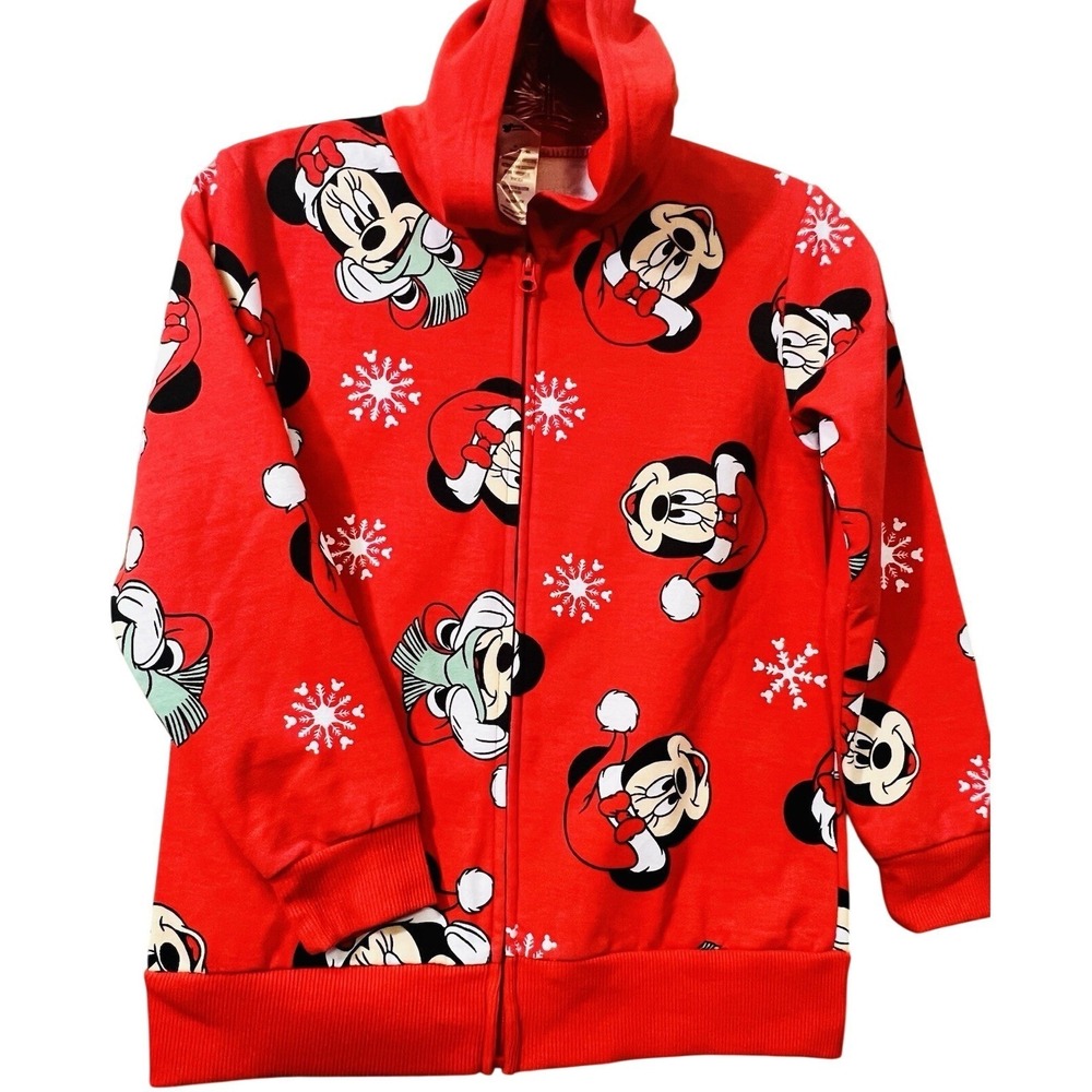 NEW Disney Minnie Mouse Christmas Winter Hoodie Jacket Girls Kids Size Small